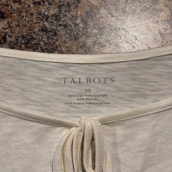 Talbots Top 3/4 Sleeve Cottage Coquette minimalist Coastal Grandma Ivory Size XS - Picture 3 of 7